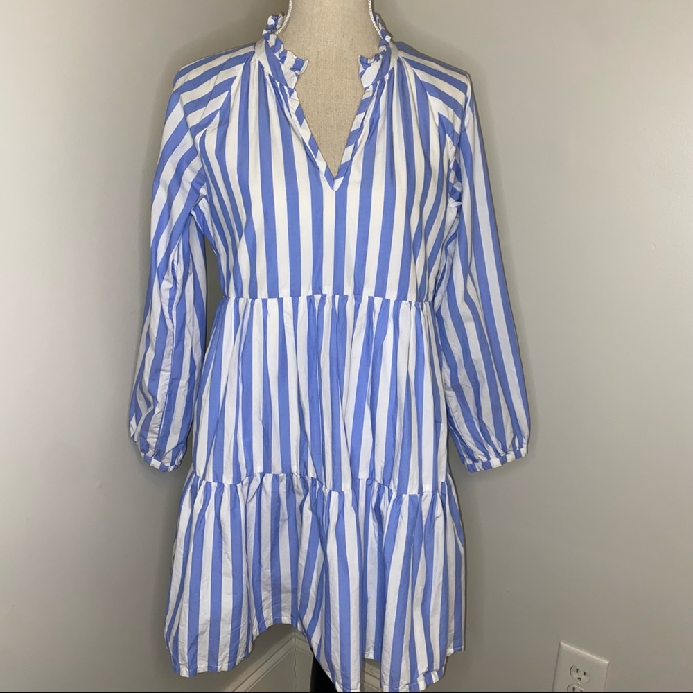 EUC J. Crew Blue and White Striped Dress
